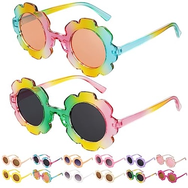 Mdvora 2 Pack Round Flower Sunglasses Set Outdoor Kids Sunglasses KitSet B 2pcs
