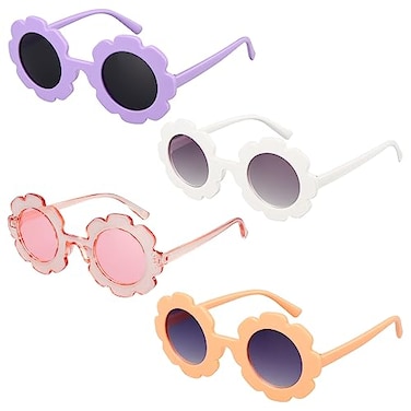 Mdvora 4 Pack Round Flower Sunglasses Set Outdoor Kids Sunglasses KitSet C 4pcs