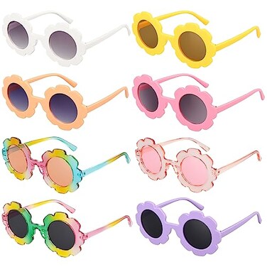 Mdvora 8 Pack Round Flower Sunglasses Set Outdoor Kids Sunglasses KitSet E 8pcs