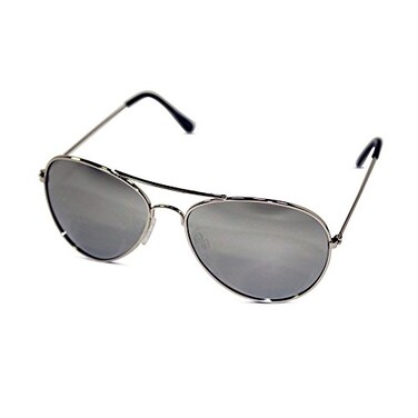 NEON NATION Unisex Kid Sized Aviator Sunglasses wSilver Mirror Lens Silver