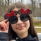Sun-Staches SunStaches Disney Minnie Mouse Official Lil Characters Sunglasses UV 400 Lenses Glittery Black Frames with Red Bows One Size Fits Most Kids