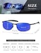 AEVOGUE Polarized Sunglasses For Men Rectangle Metal Frame Retro Sun Glasses AE0395 Black Frame Mirror Blue Lens 59
