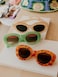 AIEYEZO Oversized Cat Eye Sunglasses for Women Cute Oval Thick Frame Cateye Sun Glasses Chic Retro Style Shades Green