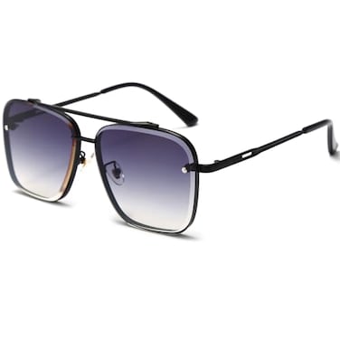 AIEYEZO Oversized Square Sunglasses for Men Women Fashion Metal Frame Square Aviator Gradient Shades BlackGrey Gradient
