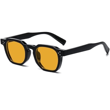 AIEYEZO Retro Sunglasses for Womens Mens Square Thick Framed Shades Trendy Vintage Sun Glasses BlackOrange