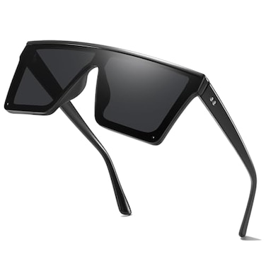 aisswzber Square Oversized Sunglasses for Women and Men Fashion Flat Top Goggle Siamese Lens