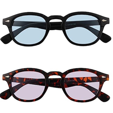 Bestum Inspired Square Sunglasses With Rivets Tinted Lens UV400 Black A BlueA Pink