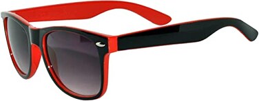 OWL Black Red Two Tone Frame Retro 80s Sunglasses Smoke Lens Men Women