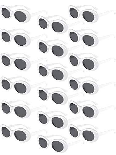 Blulu 18 Pack Retro Clout Oval Mod Thick Frame Round Lens Sunglasses Women Men Sunglasses White