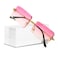 Canoazo pink Rimless Rectangle Sunglasses Women Men Trendy Square Y2K Glasses Retro Frameless Eyewear Gradient LensClear Pink