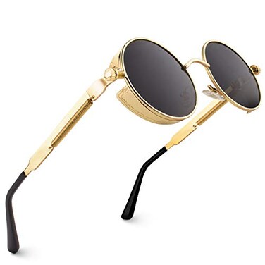 CGID Retro Steampunk Round Polarized Sunglasses Men Womens Metal Circle Frame UV400 Protection E72