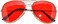 OWL Classic Aviator Style Red Gradient Lens Sunglasses UV 400 Silver Metal Frame