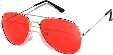OWL Classic Aviator Style Red Gradient Lens Sunglasses UV 400 Silver Metal Frame