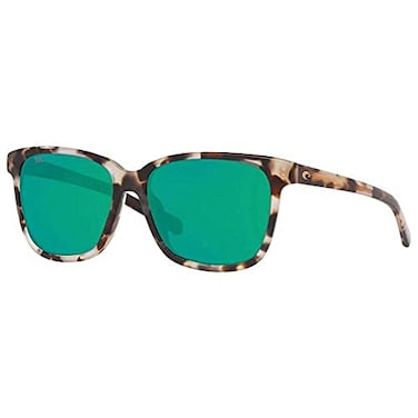 Costa Del Mar Womens May Round Sunglasses Tiger CowrieGreen Mirrored Polarized580G 57 mm
