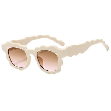 COTIA Fashion Square Sunglasses Women New Unique Irregular WaveShaped Frames Sun Glasses for Men Trending Cute Eyewear beige