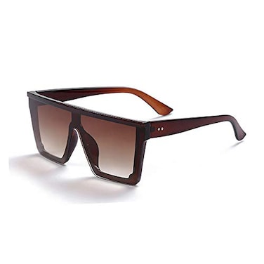 Dollger Square Oversized Sunglasses for Women Men Fashion Flat Top Big Frame Shades Brown