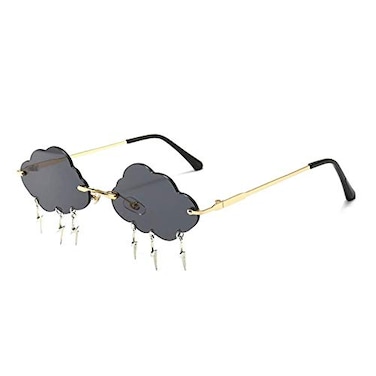ENTHYI Cloud lightning Sunglasses for WomenMen Rimless Wave Glasses Eyewear for Party Rimless Sun glasses black