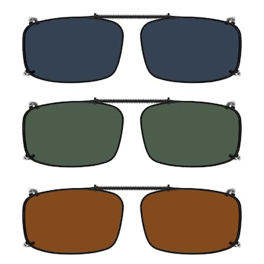 Eyekepper 3pack Polarized Clip on Sunglasses With Spring Draw Bar GreyBrownG15 Lens 54 34MM