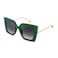 FEISEDY Sunglasses Womens Trendy Oversized Square Shades Pearl Inlay Cat Eye Frame UV400 Protection B2625Clear GreenGradient Grey