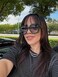 FEISEDY Sunglasses Womens Trendy Oversized Square Shades Pearl Inlay Cat Eye Frame UV400 Protection B2625Clear GreenGradient Grey