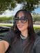 FEISEDY Sunglasses Womens Trendy Oversized Square Shades Pearl Inlay Cat Eye Frame UV400 Protection B2625Clear GreenGradient Grey