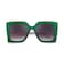 FEISEDY Sunglasses Womens Trendy Oversized Square Shades Pearl Inlay Cat Eye Frame UV400 Protection B2625Clear GreenGradient Grey