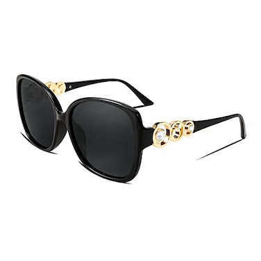 FEISEDY Womens Fashion Sunglasses Oversized Square Frame with Pearl Sparkling Polarized UV Protection B2821