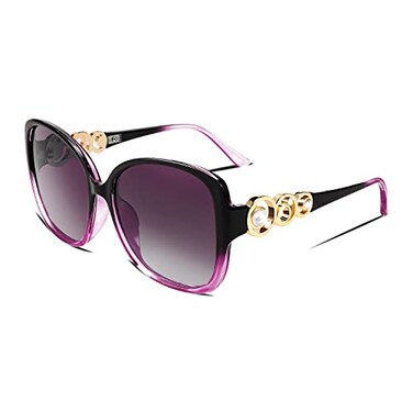 FEISEDY Womens Fashion Sunglasses Oversized Square Frame with Pearl Sparkling Polarized UV Protection B2821
