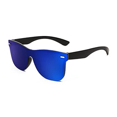 FEISEDY Womens Sunglasses Trendy Mirrored One Piece Lens Men Reflective Sun Glasses B4114
