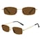 Fozono Rectangle Sunglasses for Womens Mens 90s Retro Small Narrow Square Frame UV400 ProtectionGold Brown
