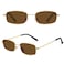 Fozono Rectangle Sunglasses for Womens Mens 90s Retro Small Narrow Square Frame UV400 ProtectionGold Brown