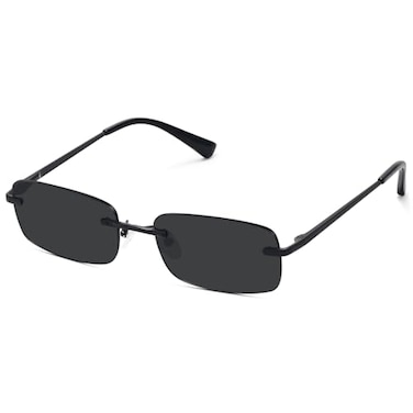 Fozono Retro Frameless Rectangle Sunglasses Womens Trendy Narrow Small Frame Spring Hinge UV Protection FZN905 Black FrameGray Lens