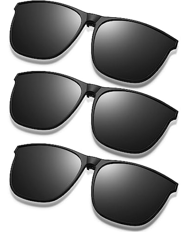 Frienda 3 Pair Oversize Clipon Sunglasses Large TR90 Frame Flip up Driving Glasses for Women MenBlack Gray