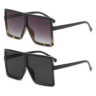 GRFISIA Square Oversized Sunglasses for Women Men Flat Top Fashion Shades