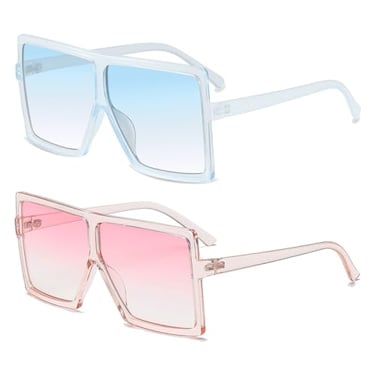 GRFISIA Square Oversized Sunglasses for Women Men Flat Top Fashion Shades
