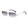 HEPTAGRAM 7 Heptagram Rimless Rectangle Sunglasses for Men Women Small Narrow Square Shades Frameless 70s 90s Eyewear Sun Glasses Gradient Grey