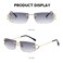 HEPTAGRAM 7 Heptagram Rimless Rectangle Sunglasses for Men Women Small Narrow Square Shades Frameless 70s 90s Eyewear Sun Glasses Gradient Grey