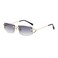 HEPTAGRAM 7 Heptagram Rimless Rectangle Sunglasses for Men Women Small Narrow Square Shades Frameless 70s 90s Eyewear Sun Glasses Gradient Grey
