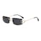 HEPTAGRAM 7 Heptagram Rimless Rectangle Sunglasses for Men Women Small Narrow Square Shades Frameless 70s 90s Eyewear Sun Glasses Grey