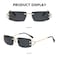 HEPTAGRAM 7 Heptagram Rimless Rectangle Sunglasses for Men Women Small Narrow Square Shades Frameless 70s 90s Eyewear Sun Glasses Grey