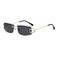HEPTAGRAM 7 Heptagram Rimless Rectangle Sunglasses for Men Women Small Narrow Square Shades Frameless 70s 90s Eyewear Sun Glasses Grey