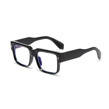 HJSTES Thick Square Sunglasses for Women Men Trendy Retro Square Frame Sun Glasses Chunky Rectangle ShadesBlack FrameClear Lens