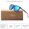 Htms Square Aluminum Magnesium Frame Polarized Sunglasses Vintage Spring Temple Sun Glasses Men Women Retro Driving Eyewear UV400 Ice Blue LensBlack Frame