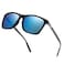 Htms Square Aluminum Magnesium Frame Polarized Sunglasses Vintage Spring Temple Sun Glasses Men Women Retro Driving Eyewear UV400 Ice Blue LensBlack Frame