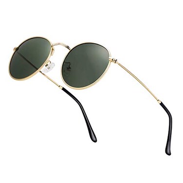 Htms Unisex Round Sunglasses Vintage Retro Polarized Sun Glasses for Men Women Metal Frame Circle Shades