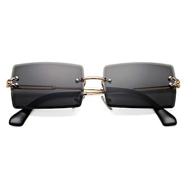 Hycredi Rectangle Sunglasses for MenWomen Small Rimless Square Shade Eyewear Black