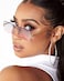 Hycredi Rectangle Sunglasses for MenWomen Small Rimless Square Shade Eyewear Gradient purple
