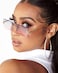 Hycredi Rectangle Sunglasses for MenWomen Small Rimless Square Shade Eyewear Gradient purple
