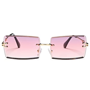Hycredi Rectangle Sunglasses for MenWomen Small Rimless Square Shade Eyewear Gradient purple
