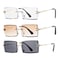Hycredi Rectangle Sunglasses for MenWomen Small Rimless Square Shade Eyewear Tea White Black